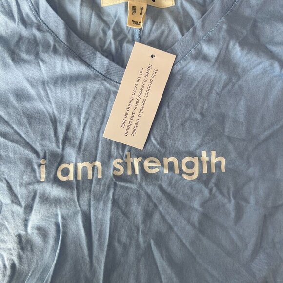 Peace Love World Love to Light Marilyn Tee I am Strength sz M Blue A596739 - Picture 4 of 8